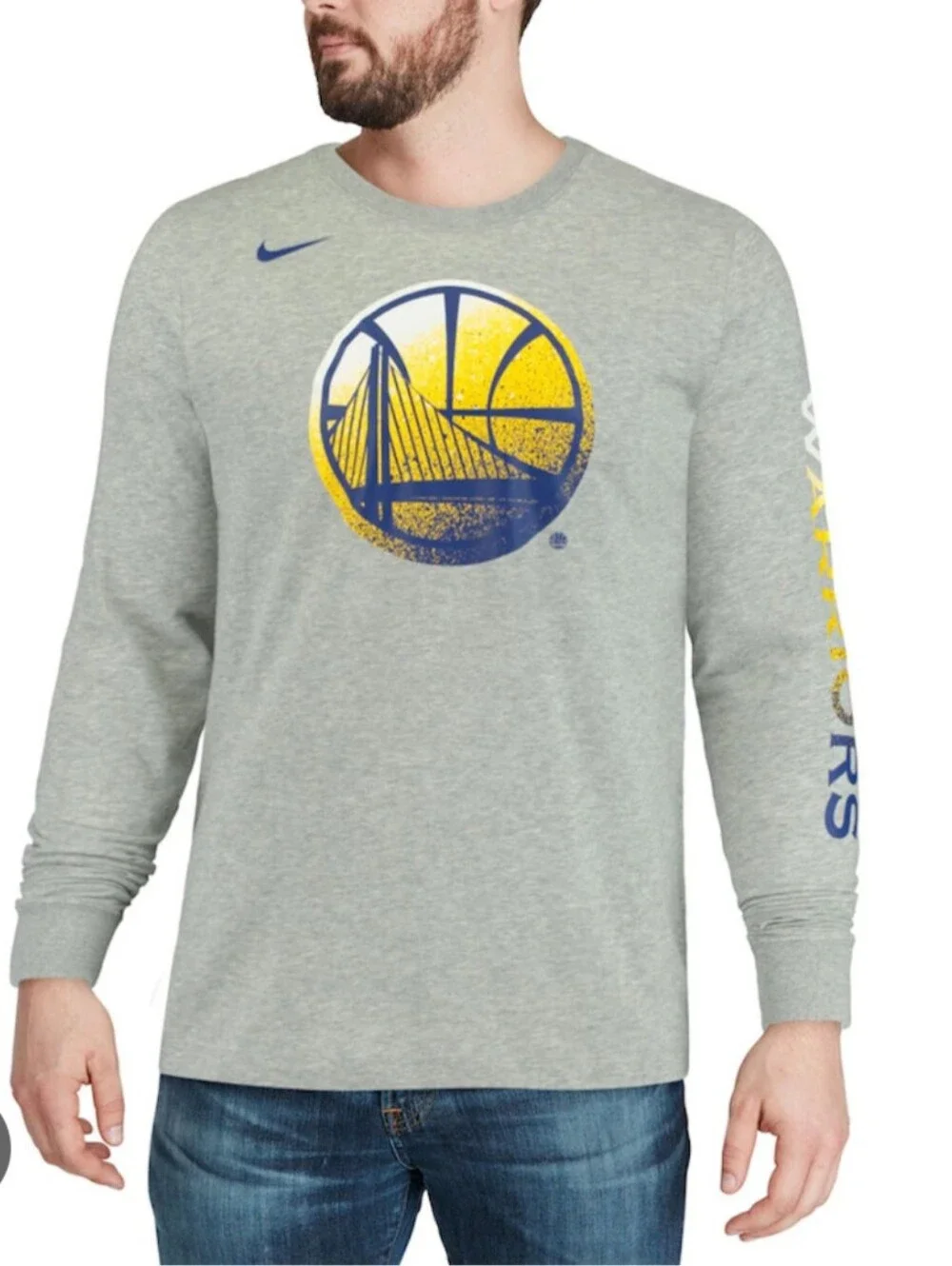 NBA Golden State Warriors Gray Long Sleeve Nike Tee Size Small
